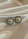 ARETES BLANCO BORDE PLATA 14MM