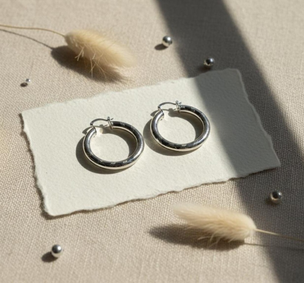 ARETES ARGOLLA PLATA ENCHAPE