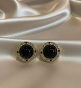 ARETES ENCHAPE NEGRO-BRILLANTE