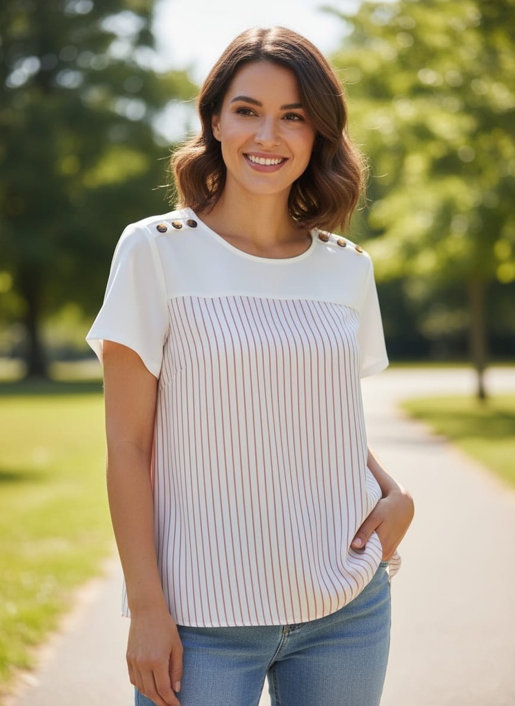 APRIL BLUSA BLANCO RAYAS ROJO