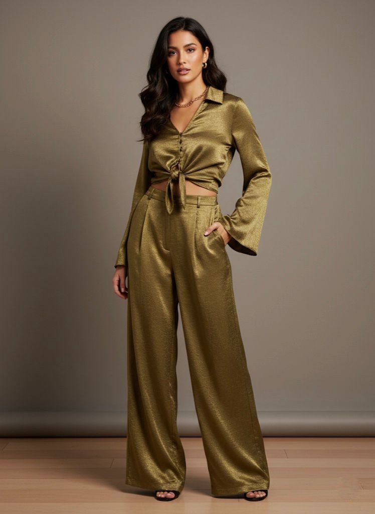 AKAIV BLUSA-PANTALON VERDE OLIVO