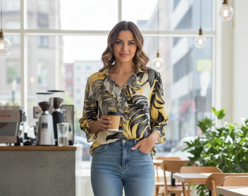 JESSICA ROSE BLUSA MUJER AMARILLO HOJAS ESTAM