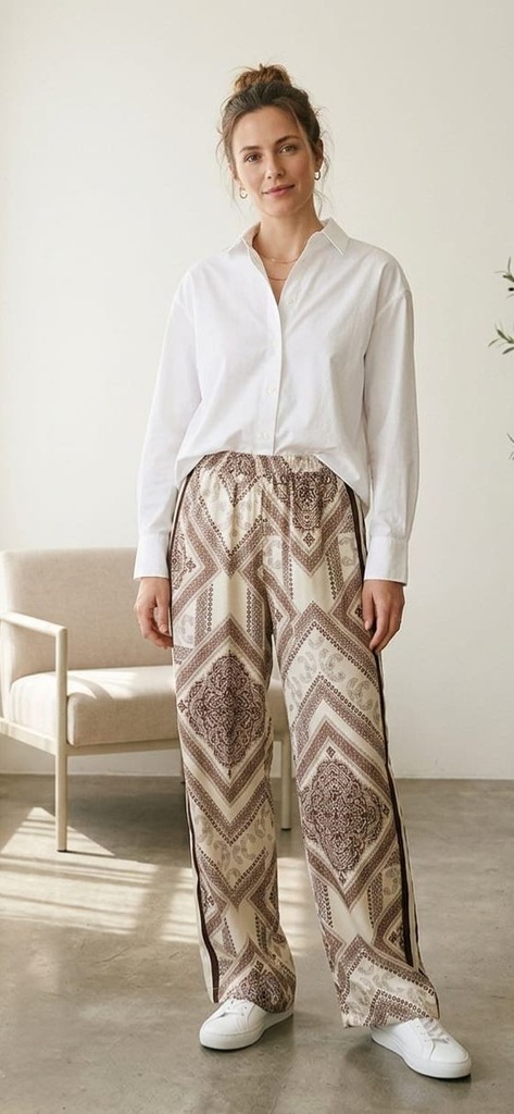 CRESCENT PANTALON TELA ESTAMP.BROWN