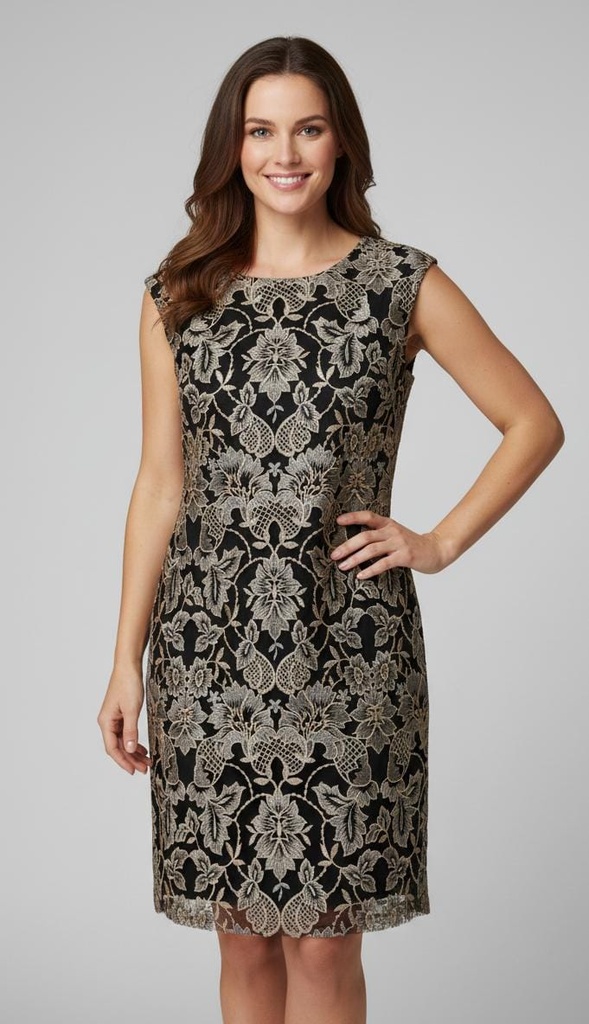 DONNA RICCO VESTIDO NEGRO FLRS PLATA-