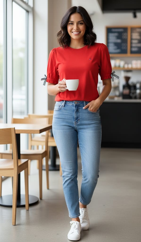 TOMMY CAMISETA ROJO MUJER J41H0161