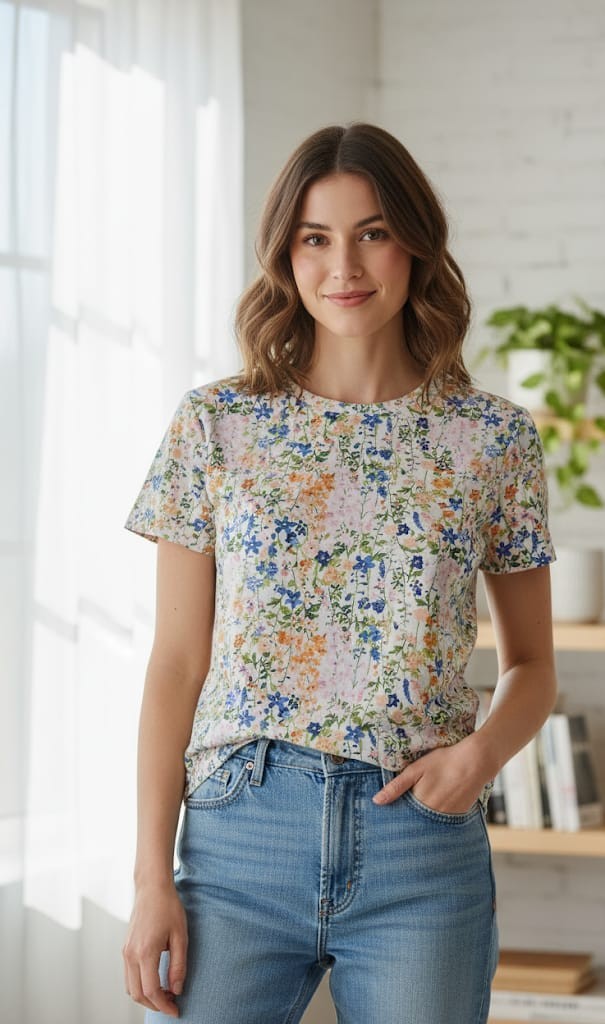 TOMMY BLUSA FLORES COLORES MUJER J49HC514