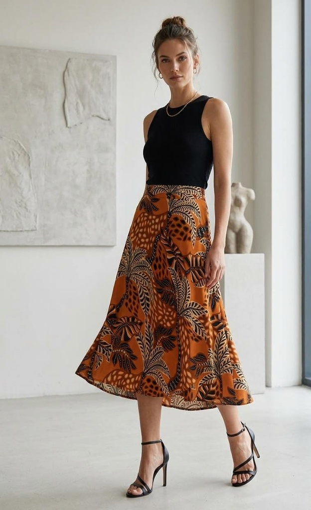 JAPRA FALDA CAFE ESTAMPADO MUJER