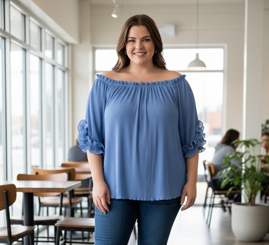 CHECK IT OUT BLUSA MUJER CELESTE PLUS T505