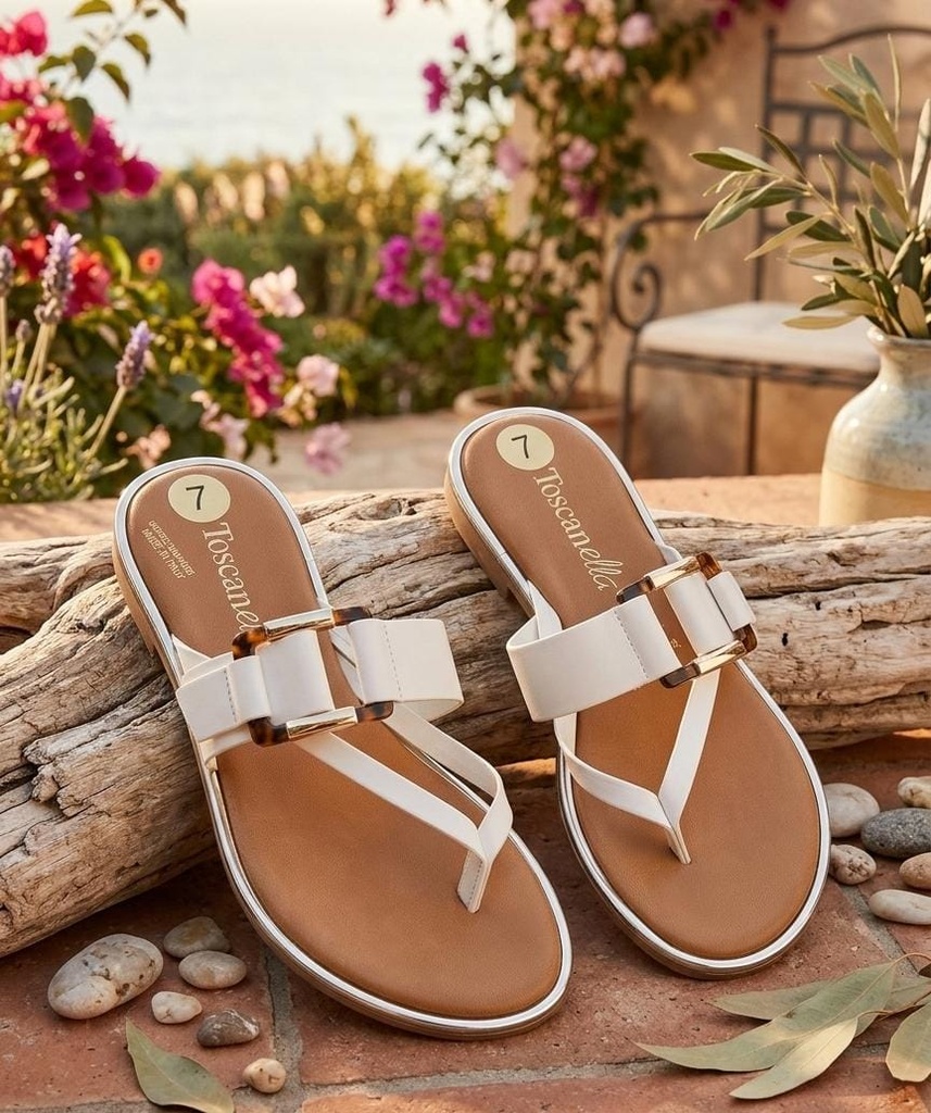TOCANELLA SANDALIA BLANCO-CAFE
