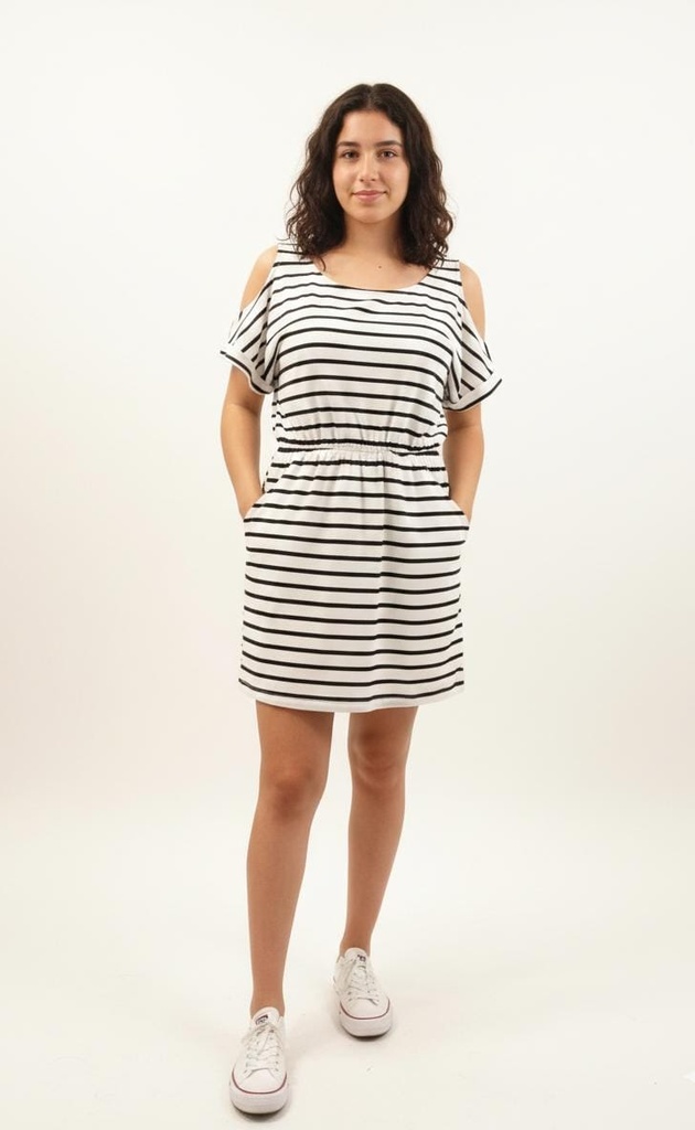 VESTIDO BLANCO RAYAS NGR C.SL6703