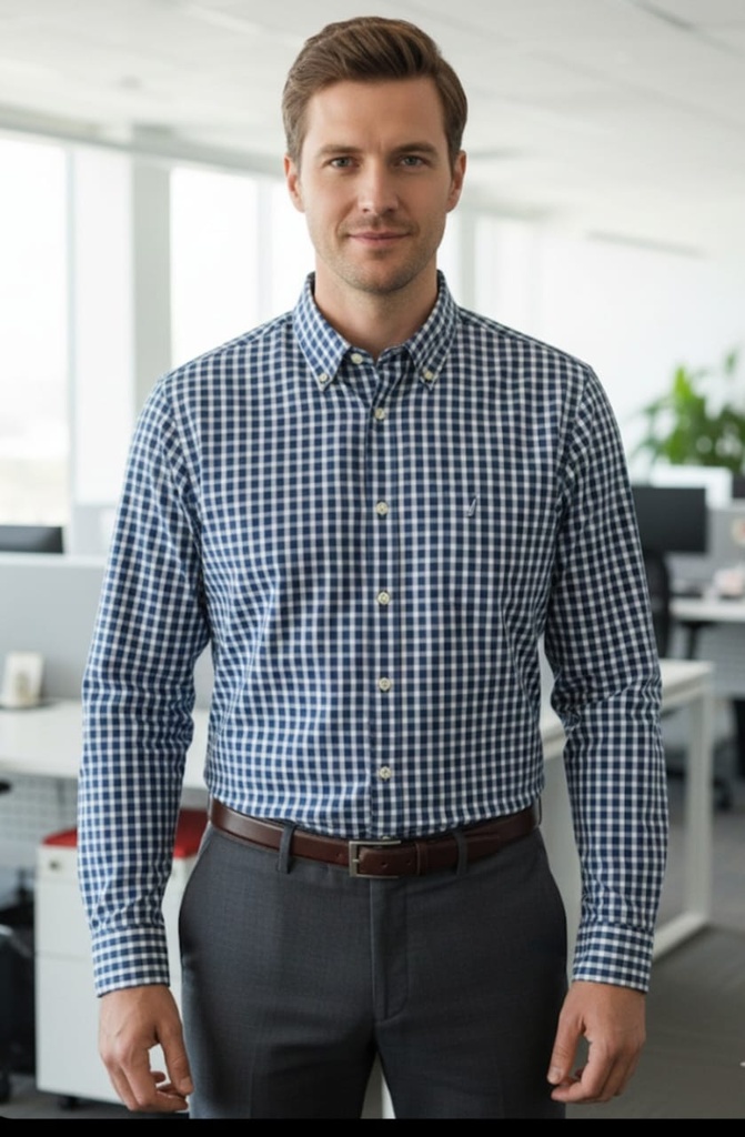 NATICA CAMISA CUADRIC.AZUL-BLC-GRIS