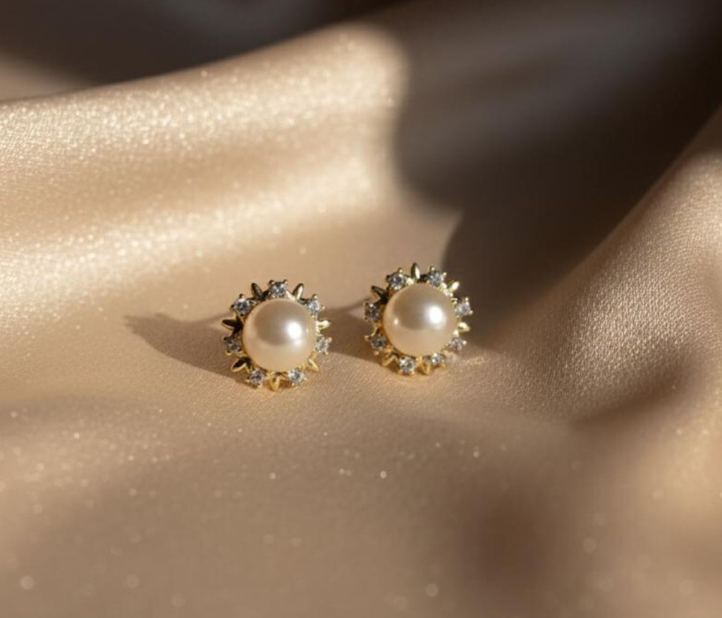 ARETES ENCHAPE PERLA FLOR DRC