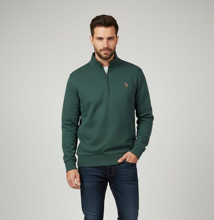 POLO SUETER VERDE ZIPPER HOMBRE 11D450Z5V