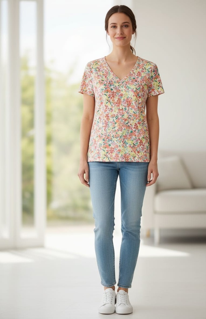 TOMMY CAMISETA FLORES COLORES J49HD225F
