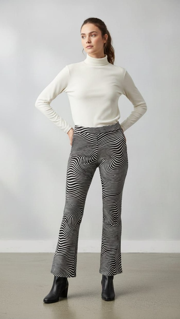 AMBIANCE PANTALON NEGRO RAYAS BLC 73682N