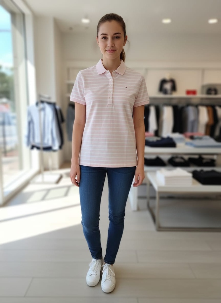 TOMMY CAMISETA ROSA-BLC MUJER 76J4863