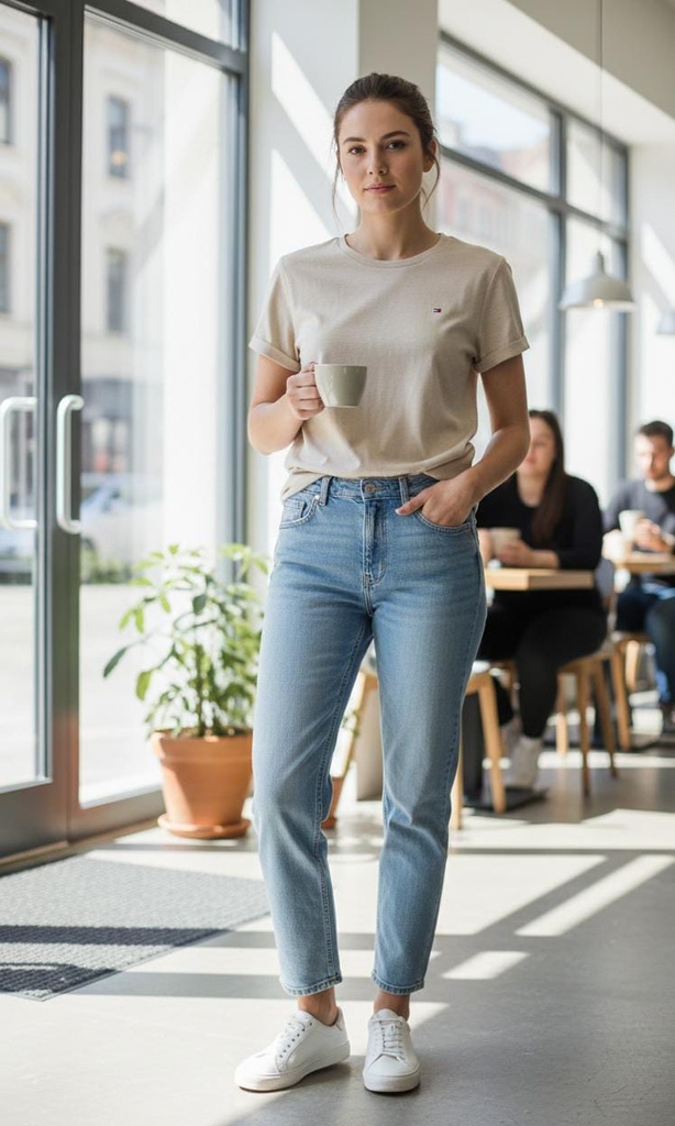 TOMMY H. CAMISETA BEIGE MUJER 76J4883B