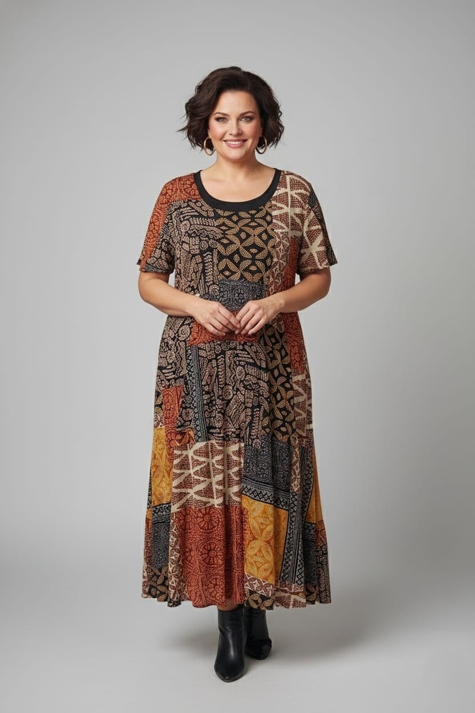 SIGNATURE VESTIDO NEGRO-NARANJA-RB67811W