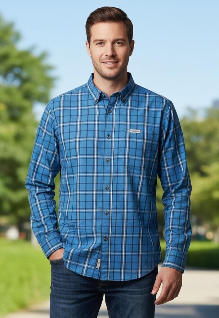 COLUMBIA CAMISA AZUL O-GRIS-AZUL AM7968A