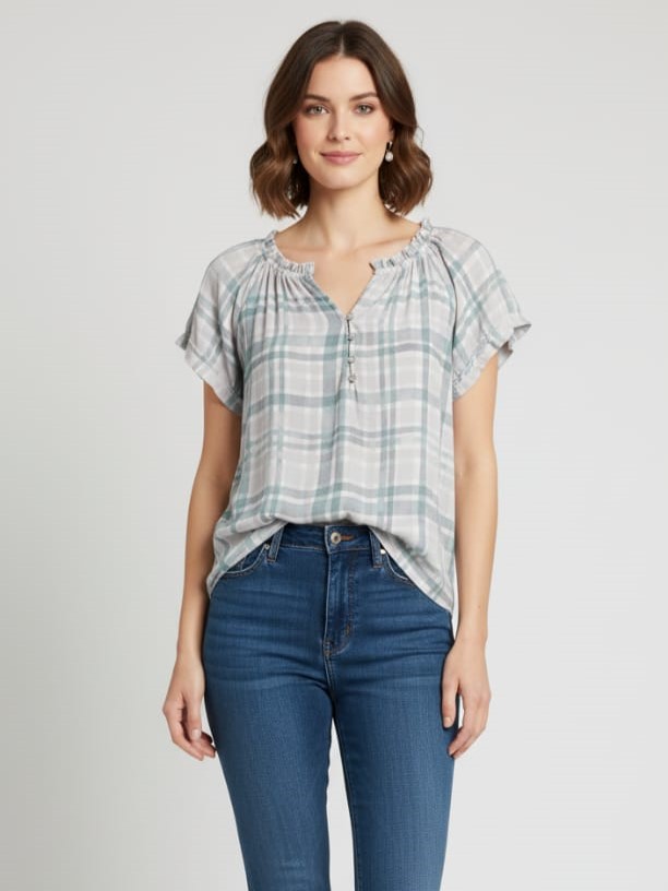 ZAC&RACHEL BLUSA MORADO LILA CUADRC ST814N02Z