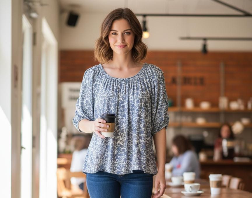 ZAC&RACHEL BLUSA BLANCO FLORES AZUL ST814N8R9A