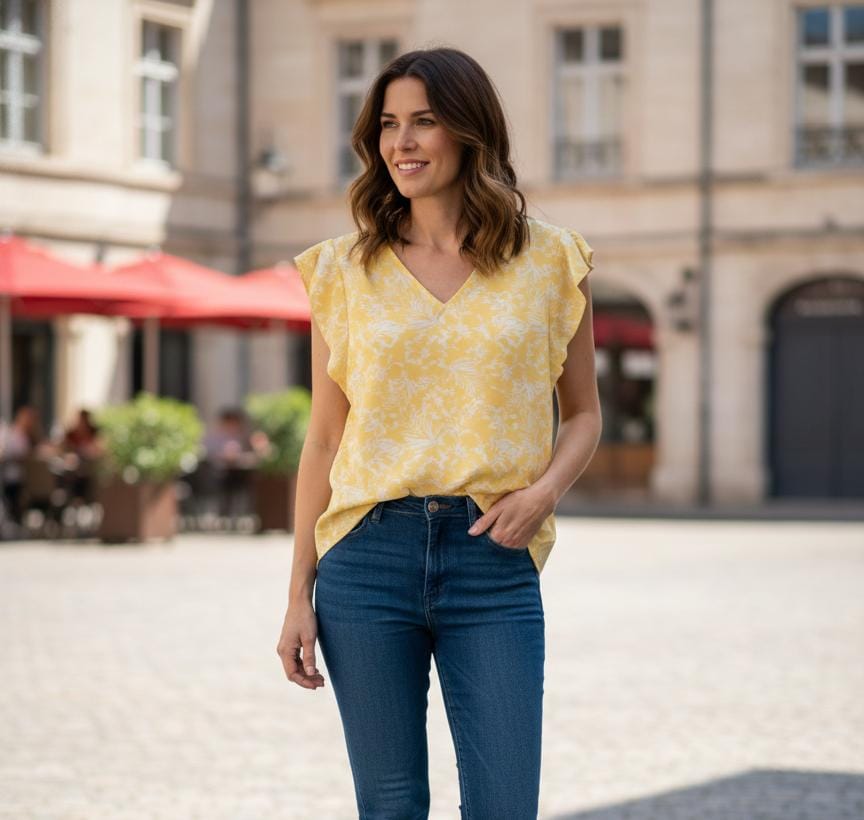 ZAC&RACHEL BLUSA AMARILLO FLRS BLC ST81GT02H