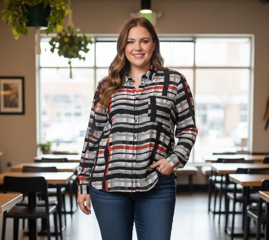 FOCUS 2000 BLUSA MUJER NEGRO CUADROS B6209