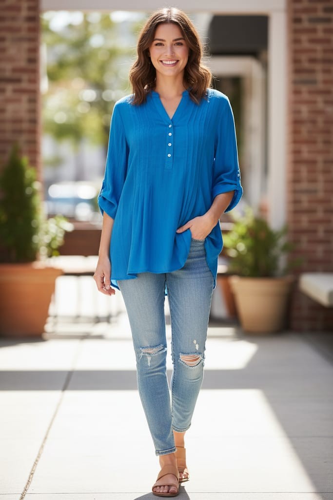 ZAC&RACHEL BLUSA AZUL ELECTRICO MUJER