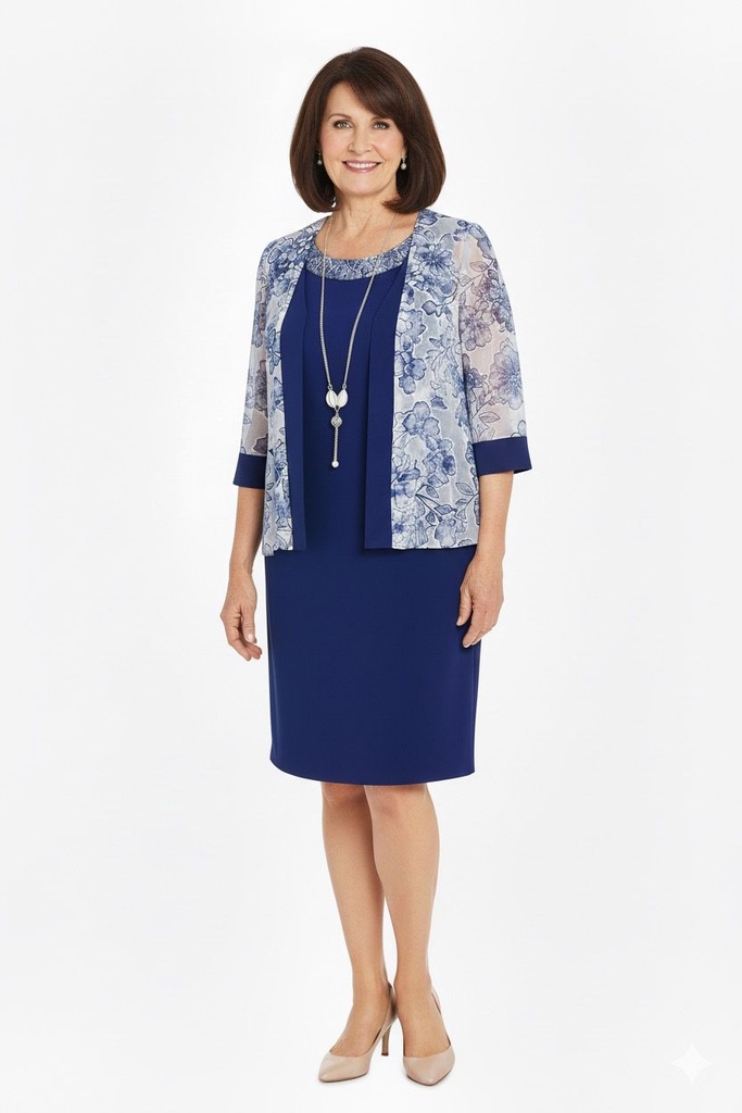 R&M VESTIDO-CHAQUET AZUL M.FLRS 1559