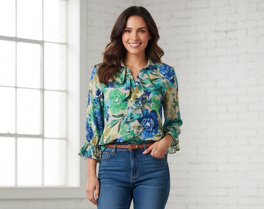 JESSICA ROSE BLUSA MUJER ESTAM.AZUL BWPP167