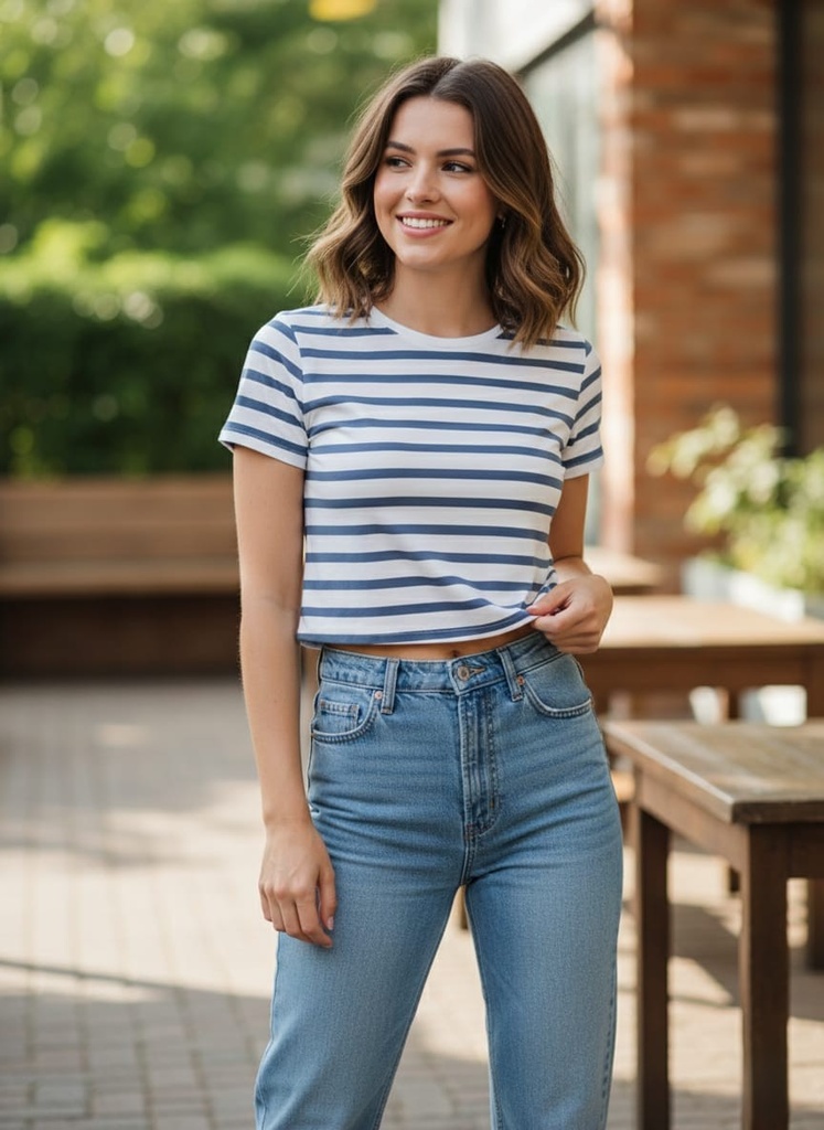 ACTIVE CAMISETA AZUL-BLANCO MUJER T13970A