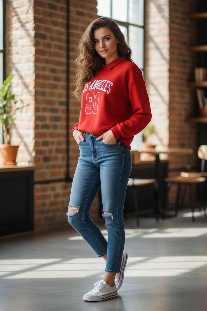 ACTIVE SUETER ROJO MUJER T14606