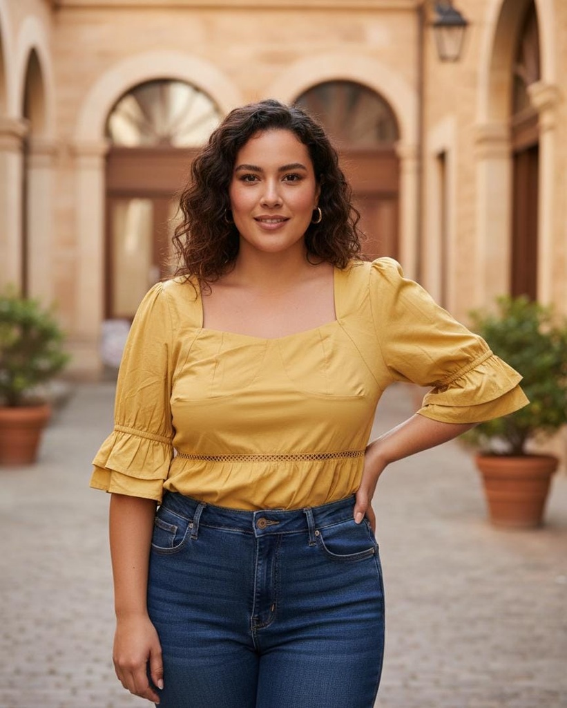 ANGELA BLUSA MUJER MOSTAZA PLUS T51984WX