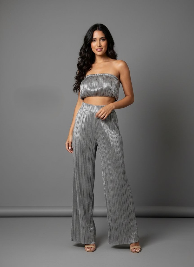 LOVEPOEM SET BLUSA-PANT.PLATEADO DULA01SP