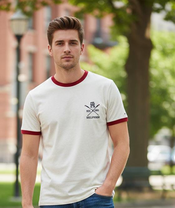 TOMMY H. CAMISETA BEIGE C/CUELLO XM05717