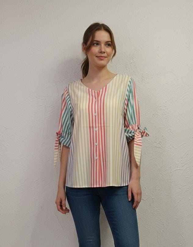 LA REYNA BLUSA BLANCO RAYAS CLRS 3203