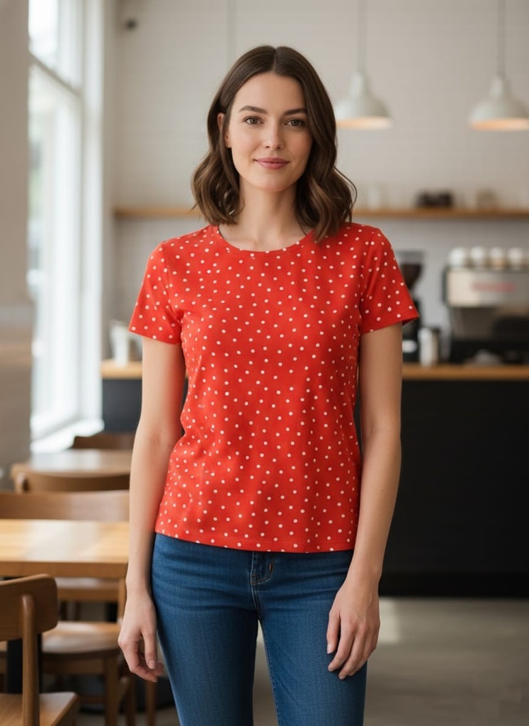 ANN TAYLOR BLUSA ROJO PNTS BLC 33205328