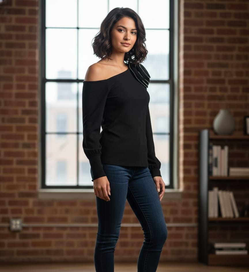 MILK&HONEY BLUSA NEGRO FLRS 40680TL