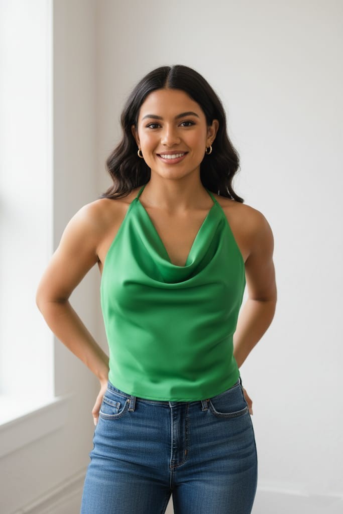 RENEEC BLUSA VERDE ESCOTADO 4426TPV