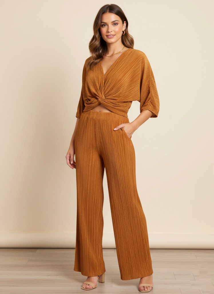 RENEEC SET BLUSA-PANT CAFE 2PZS 4734TP