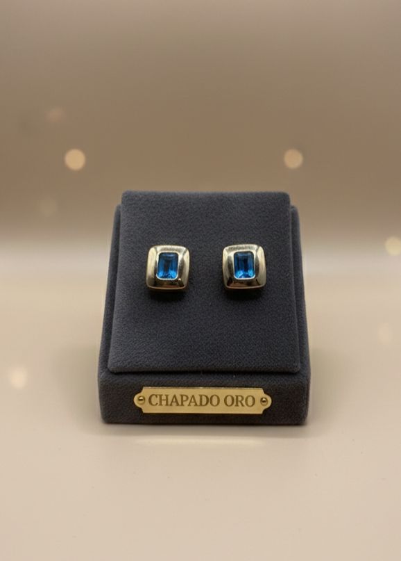 ARETES ENCHAPE CUADRADO TURQUEZA