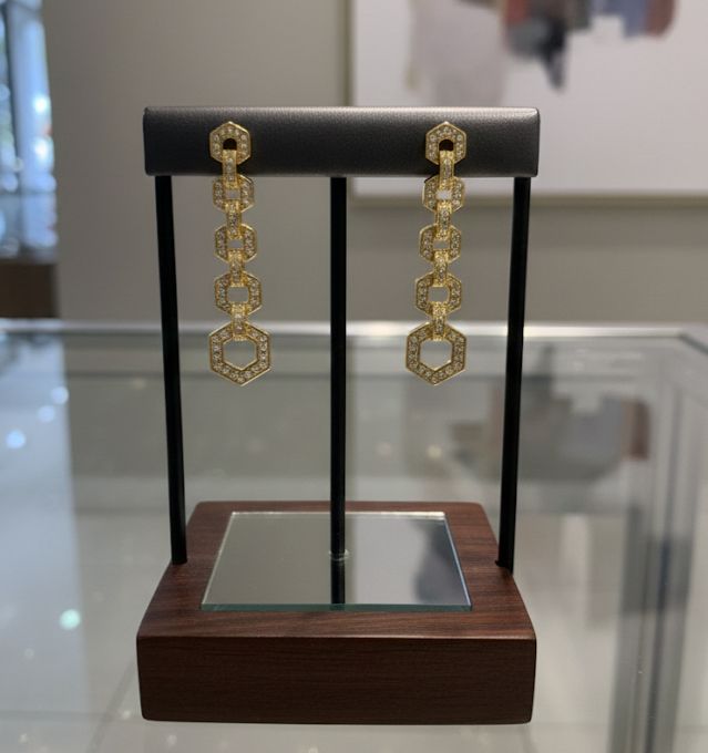 ARETES ENCHAPE OCTAGONALES DRD BRILLA