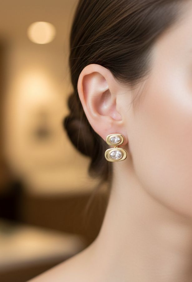 ARETES ENCHAPE DORADO PIEDRA 2