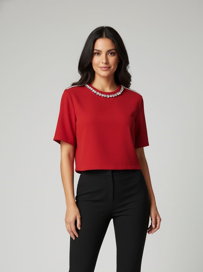 ONTWE BLUSA ROJO PERLA 12304022