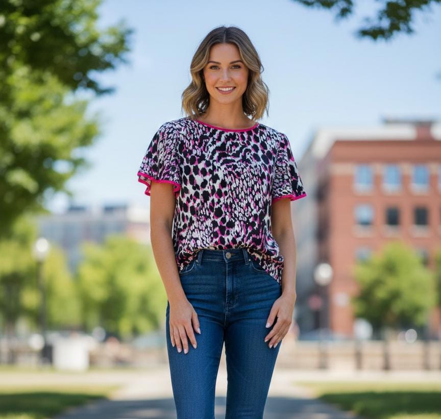 TACERA BLUSA MUJER FUCSIA-NEGRO  10668C