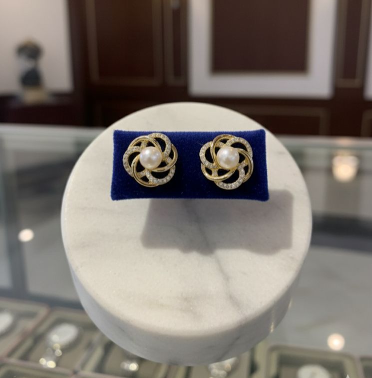 ARETES ENCHAPE ROSA-PERLAS BRILLA