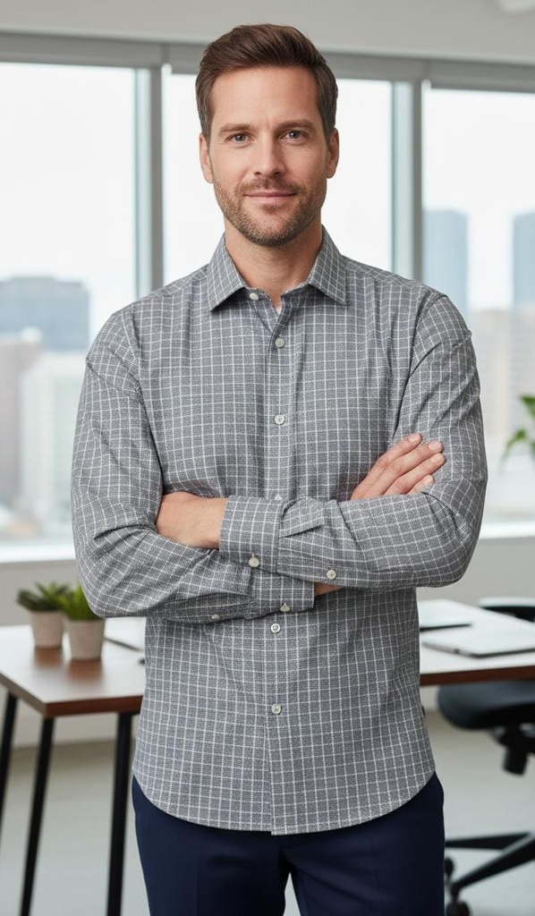 BANANA CAMISA GRIS-BLANCO HOMBRE