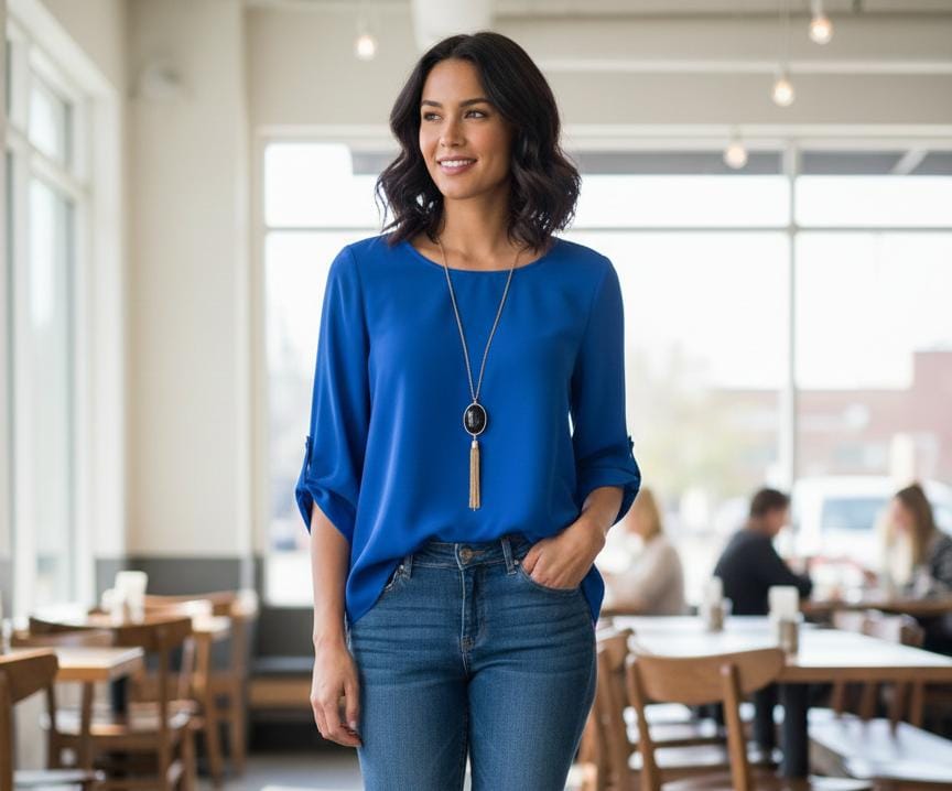 TACERA BLUSA MUJER AZUL ELECTRICO