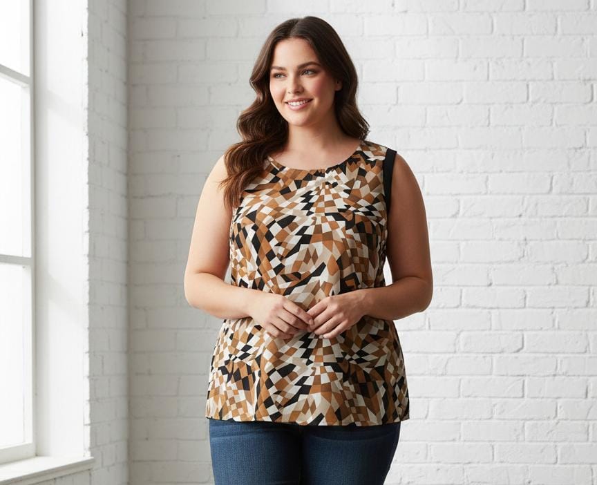 MILANO BLUSA MUJER NEGRO-CAFE ESTAMOADO