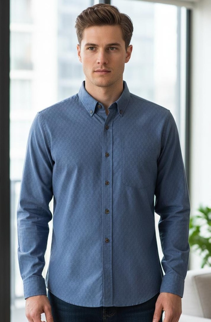 BANANA CAMISA AZUL CUADROS HOMBRE